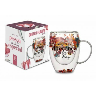 Caneca Vidro Flower 320ml - Pra Uma Pessoa Muito Especial