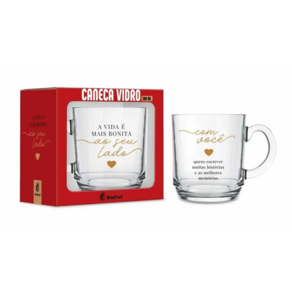 Namorados - Caneca Vidro Elegance 300ml - Ao Seu Lado